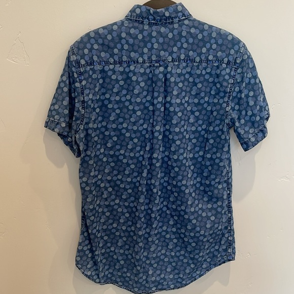 Men’s Jackthreads Size Small Cotton Blue Polka Dot Short Sleeve Button Up Shirt - Picture 4 of 5